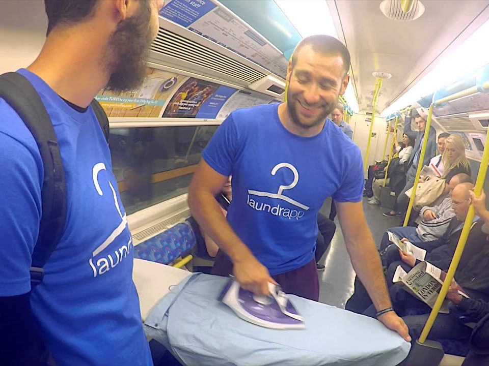 Laundrapp — extreme ironing on the Tube